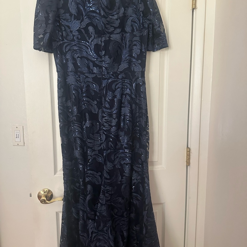Xscape Blue Cowl Neck Maxi Gown for Wedding Guests
